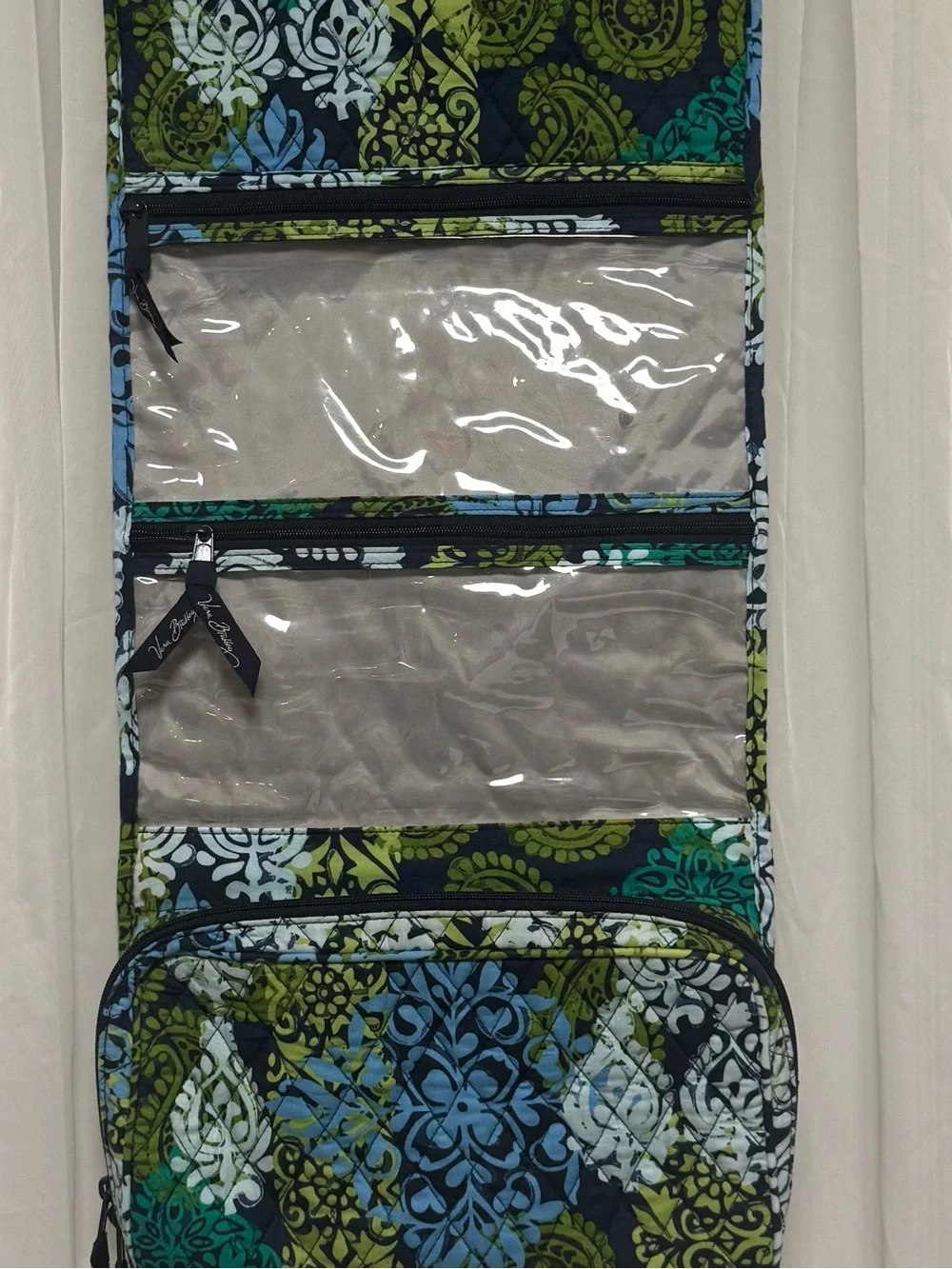 Vera Bradley Quilted Hanging Toiletry Organizer - Green & Blue Pattern